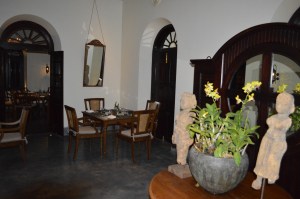 The little statues that are on the table were kept from the original palace.